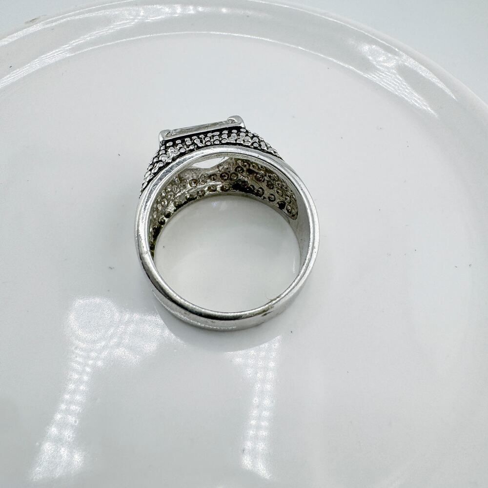 Vintage Textured Rectangle Statement Ring Chunky … - image 7